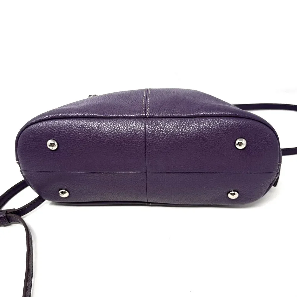Tignanello Fab Function Dome Satchel Plum Purple Pebbled Leather Crossbody Strap